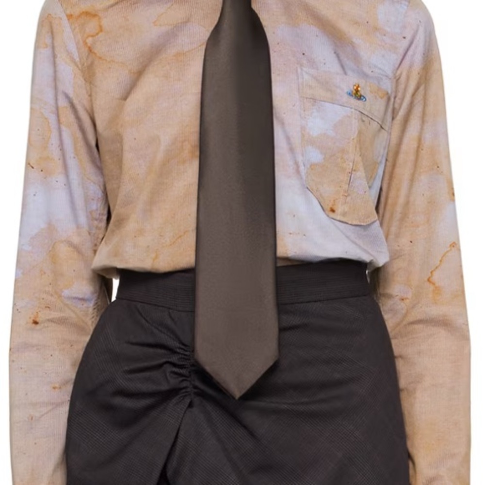 Vivienne Westwood Pale Blue and Beige Watercolor-Print Button-Down Shirt